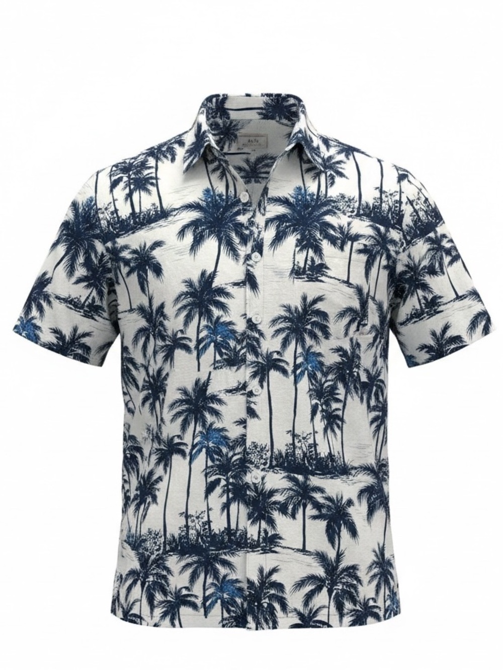 Pineapple Connection Blue Tropical Palm Print Rayon Shirt Size Mens XLarge